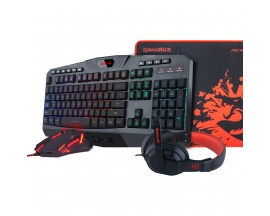 Kit teclado mouse pad auriculares GAMER SETUP REDRAGON S101-BA-2 4 EN 1 SET