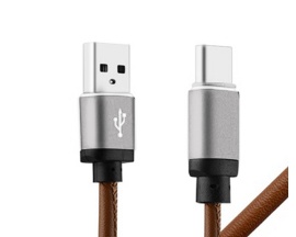 Cable USB Tipo C Cuero Marrón